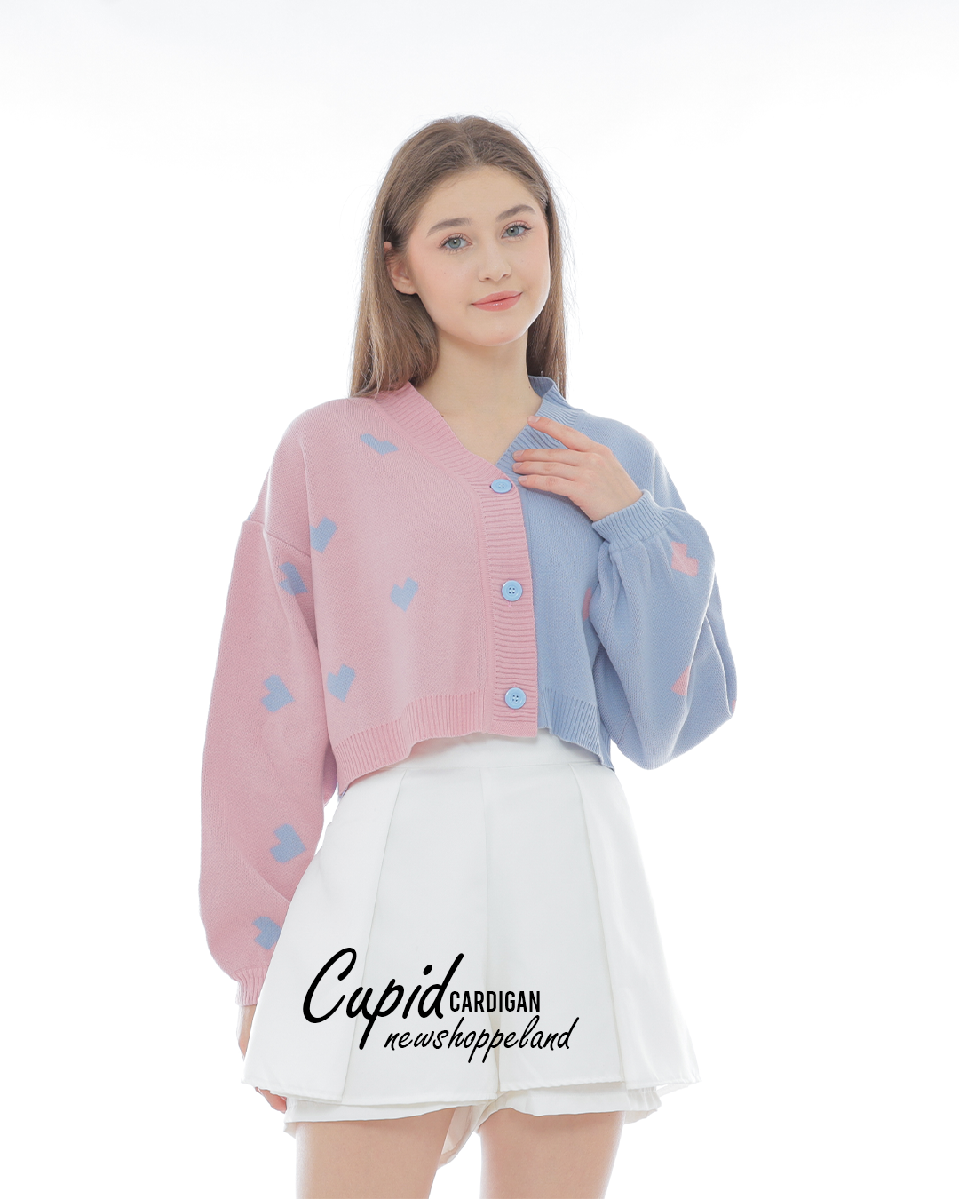 NEWSHOPPELAND - Cupid Two Tone Crop Cardigan Oversize Premium