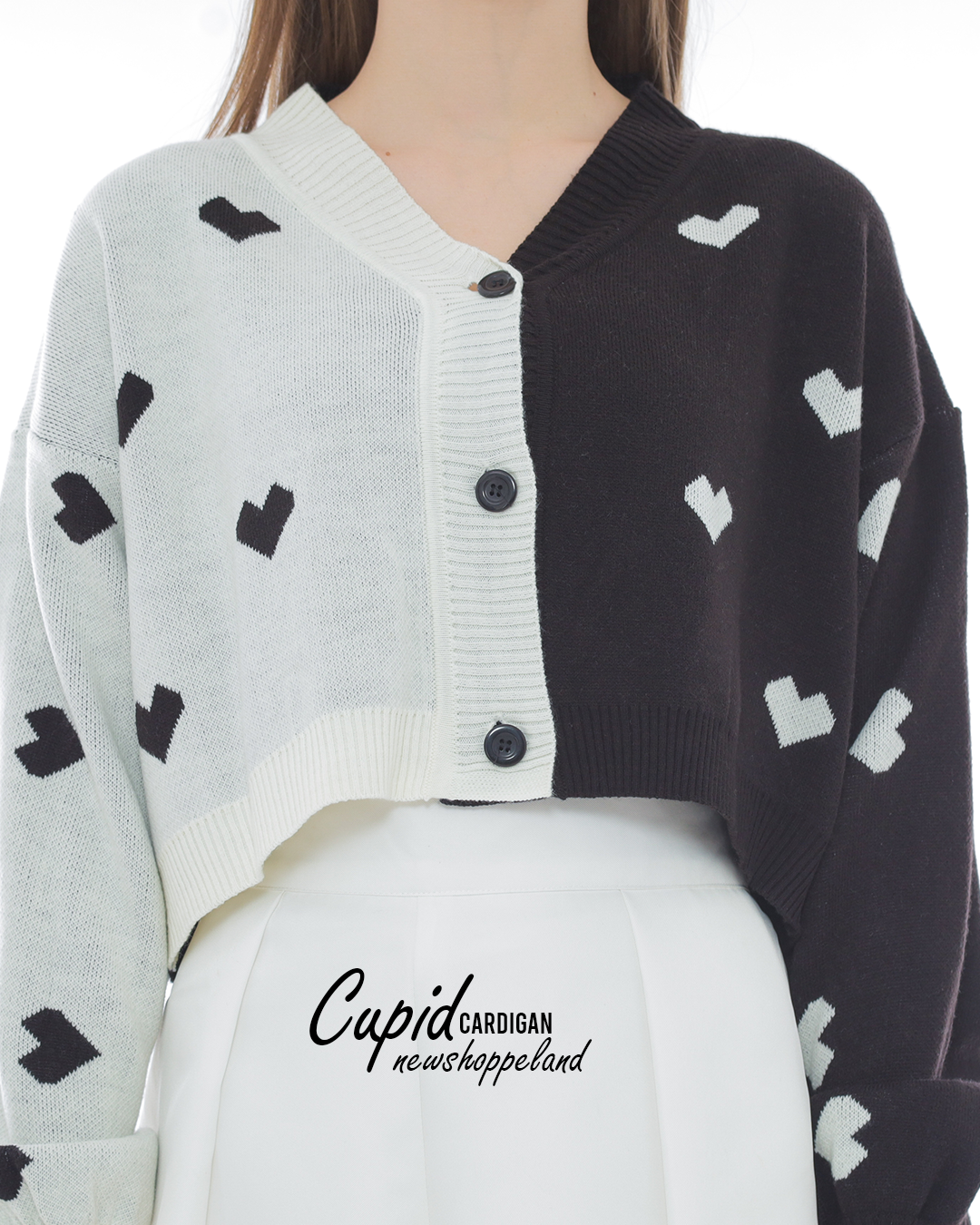NEWSHOPPELAND - Cupid Two Tone Crop Cardigan Oversize Premium