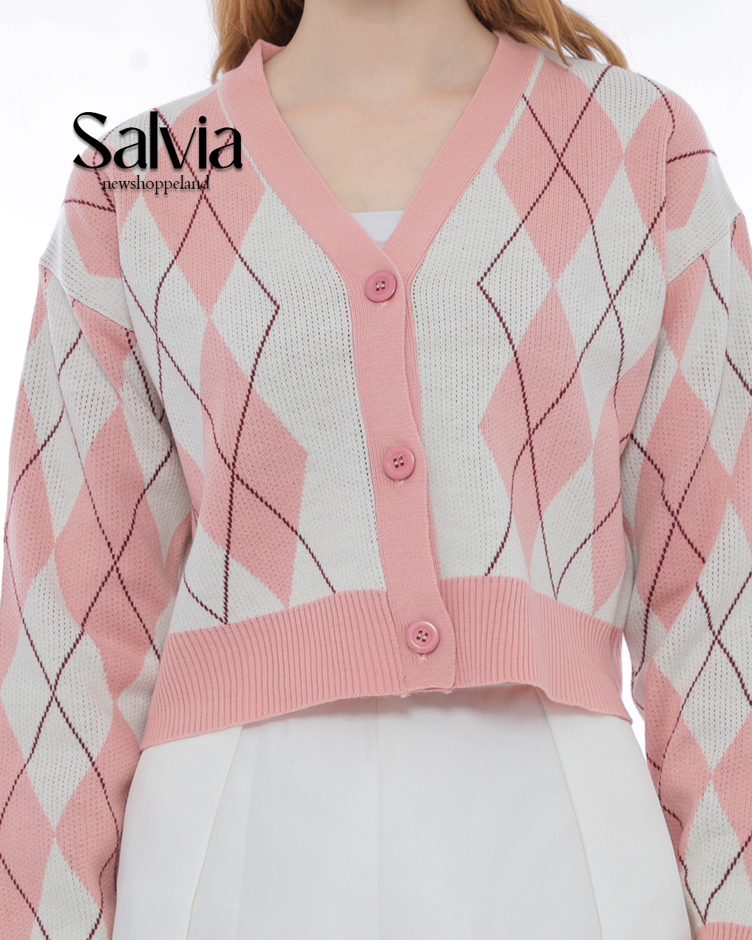NEWSHOPPELAND - Salvia Diamond Stitch Cardigan Premium