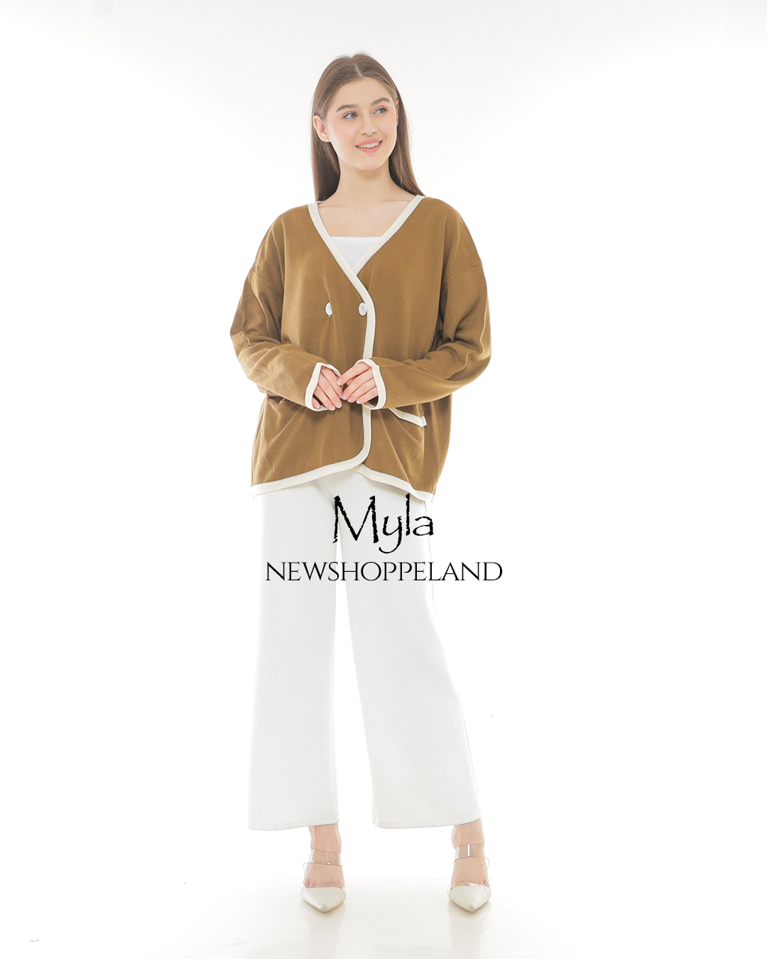 NEWSHOPPELAND - Myla Double-Breasted Knit Cardigan Oversize Premium