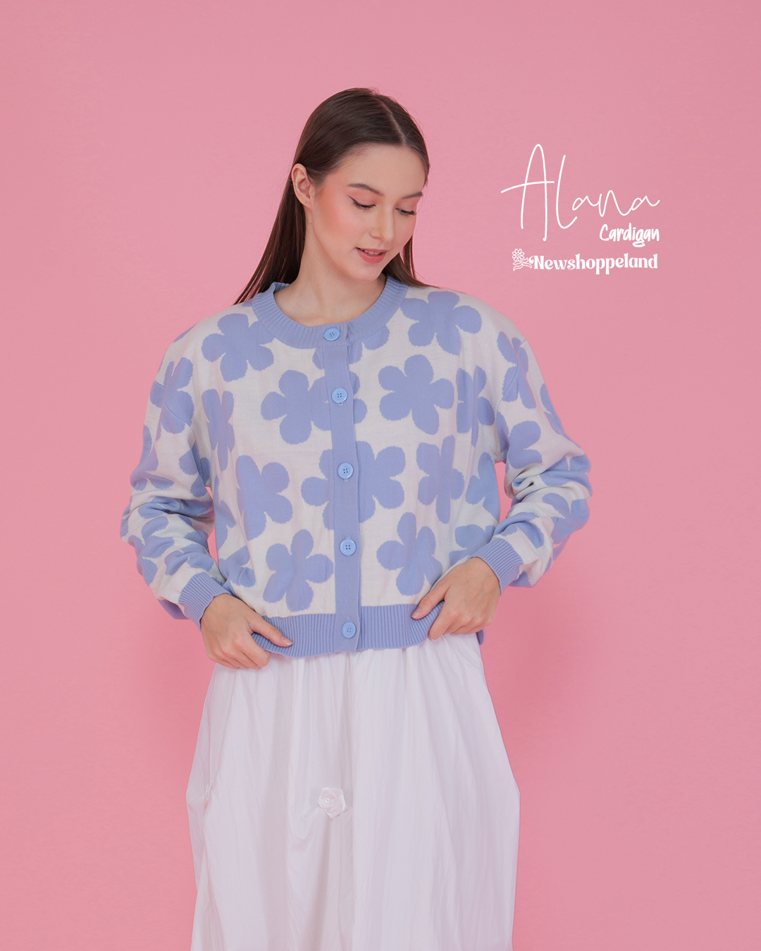 NEWSHOPPELAND - Alana Floral Pattern Cardigan Knit Premium