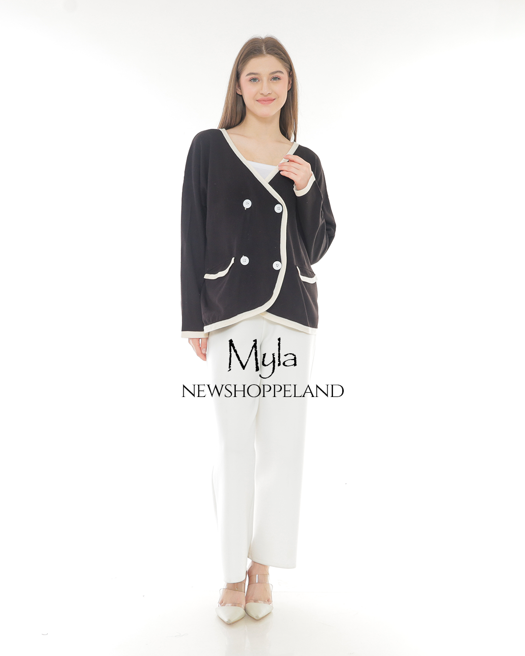 NEWSHOPPELAND - Myla Double-Breasted Knit Cardigan Oversize Premium