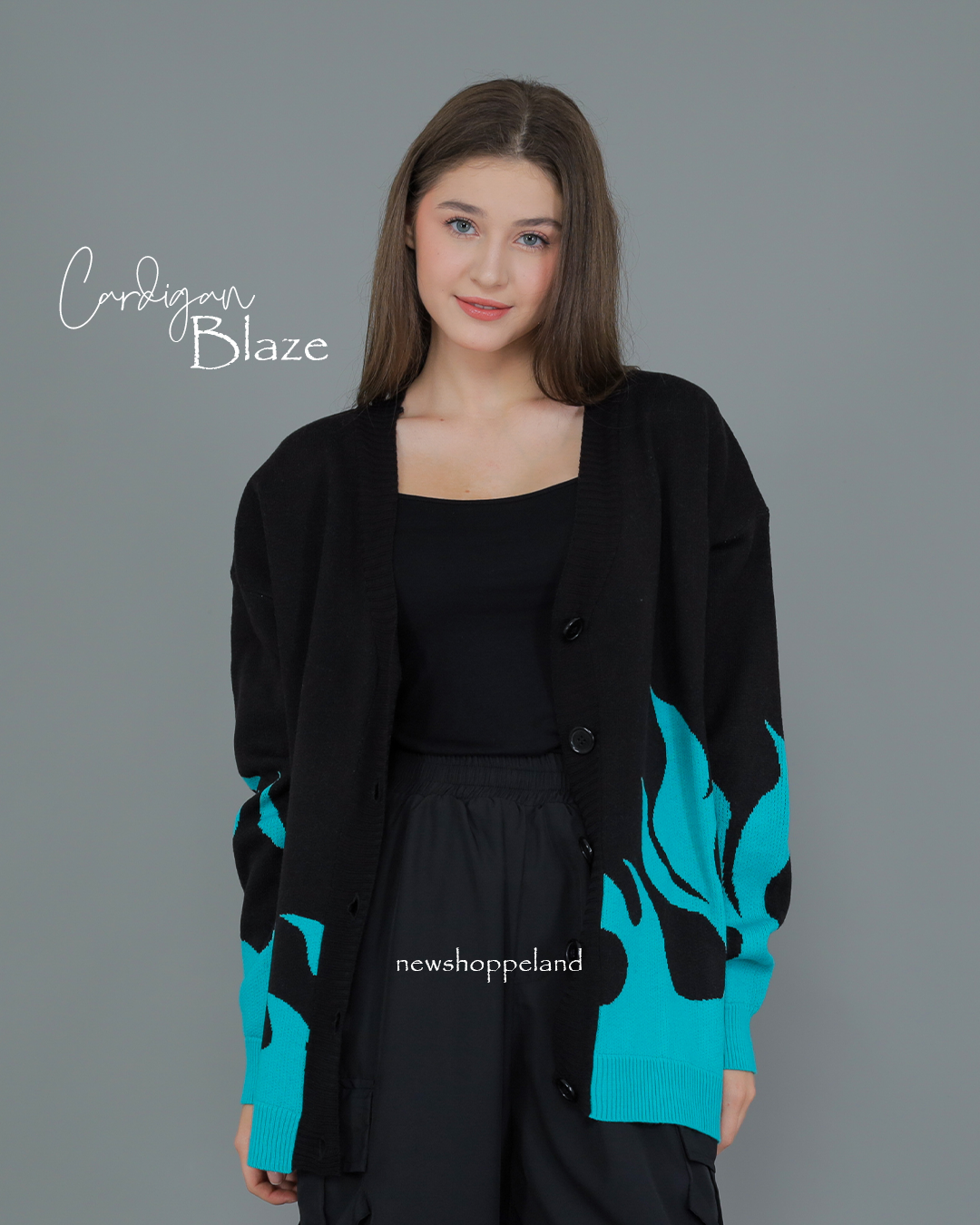 NEWSHOPPELAND - Blaze Glow Cardigan Oversize Knit Premium