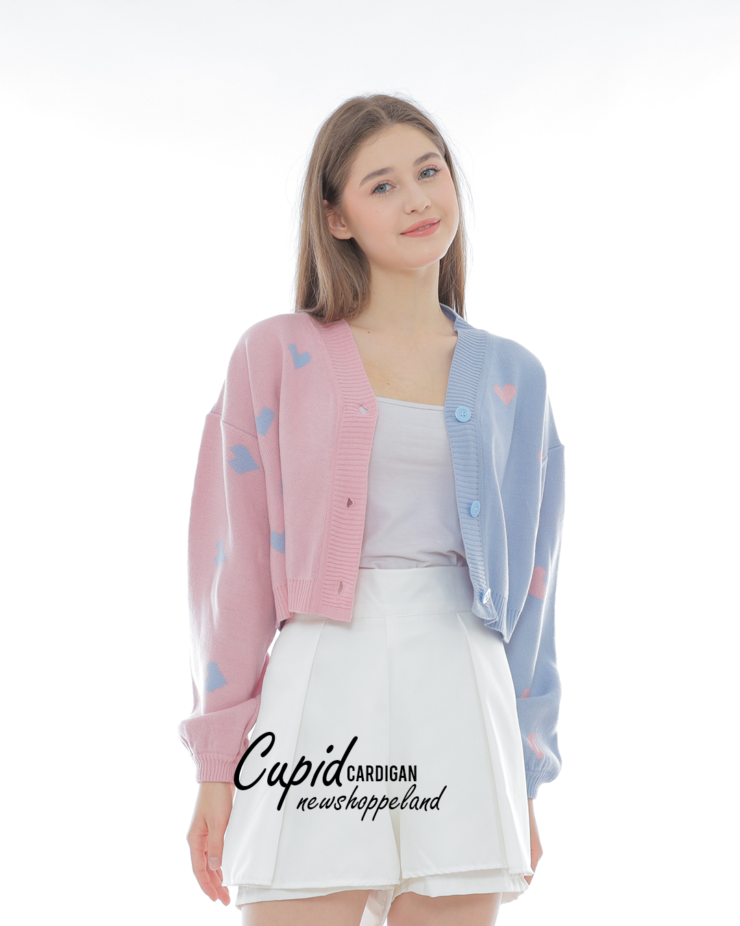 NEWSHOPPELAND - Cupid Two Tone Crop Cardigan Oversize Premium