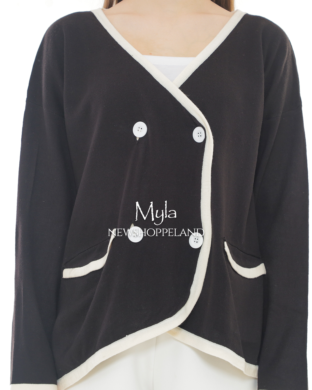 NEWSHOPPELAND - Myla Double-Breasted Knit Cardigan Oversize Premium