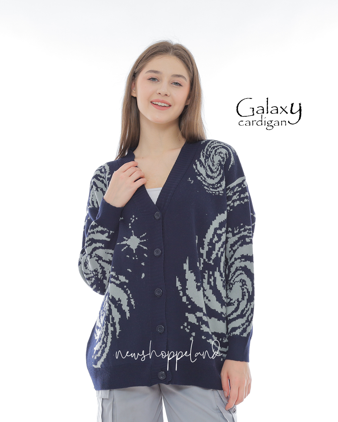 NEWSHOPPELAND - Galaxy Knit Cardigan Oversize Premium