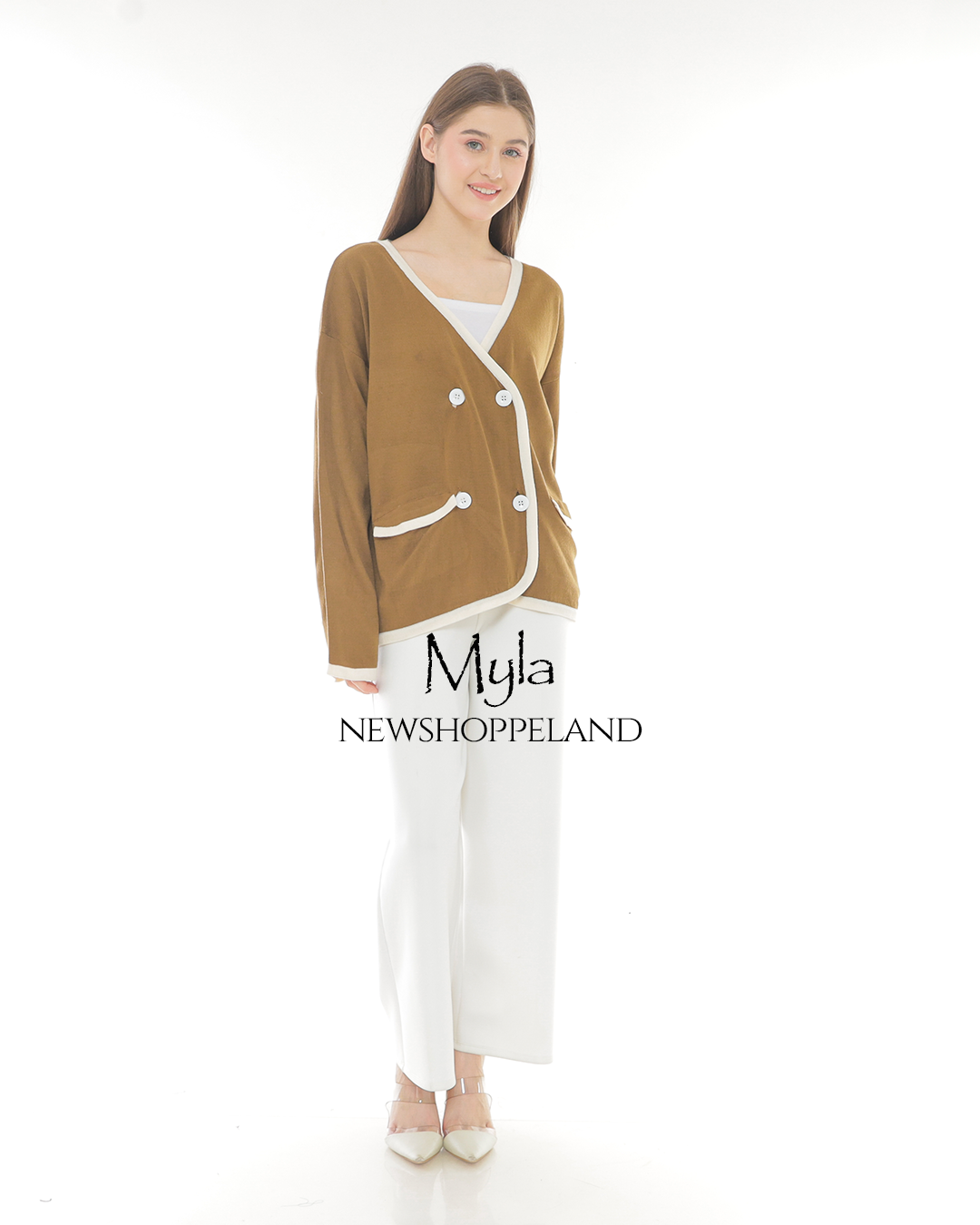 NEWSHOPPELAND - Myla Double-Breasted Knit Cardigan Oversize Premium