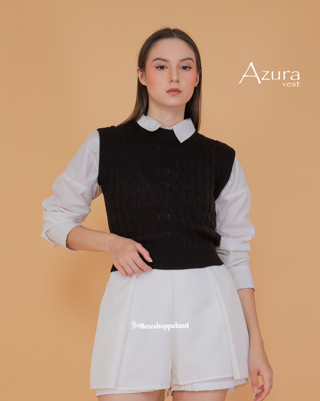 NEWSHOPPELAND - Azura Crop Cable Vest Knit Premium