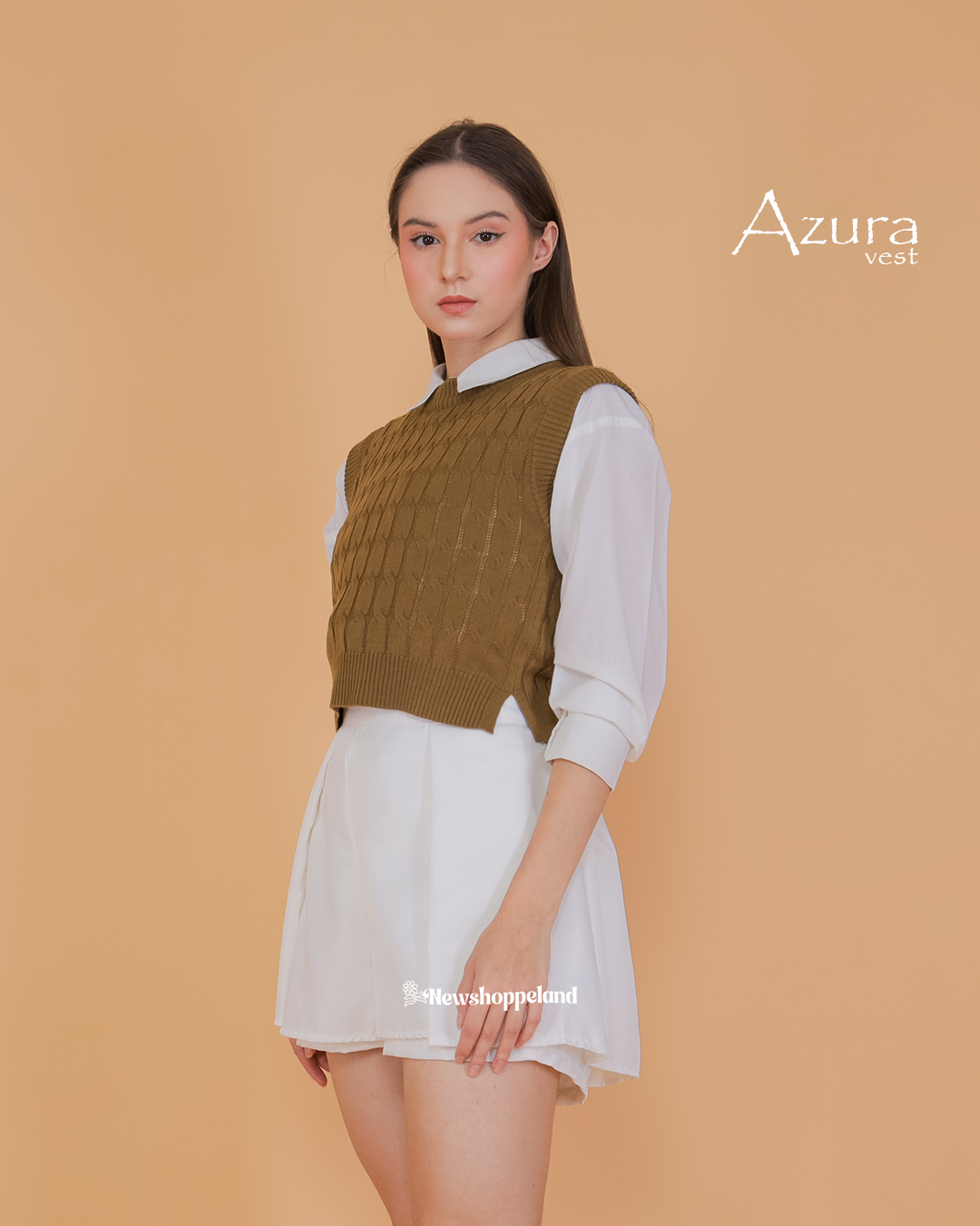 NEWSHOPPELAND - Azura Crop Cable Vest Knit Premium