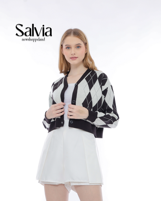NEWSHOPPELAND - Salvia Diamond Stitch Cardigan Premium