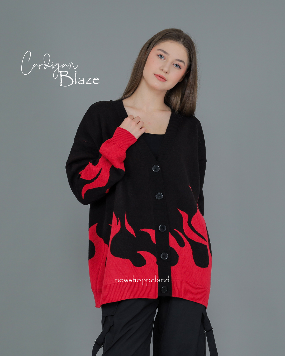 NEWSHOPPELAND - Blaze Glow Cardigan Oversize Knit Premium