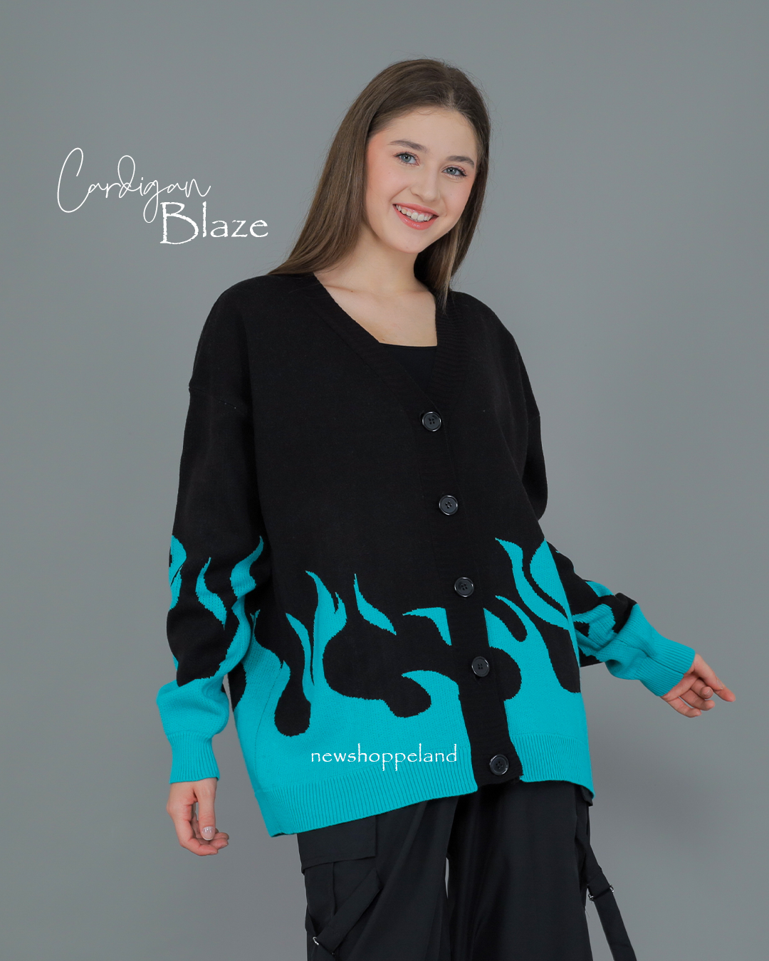 NEWSHOPPELAND - Blaze Glow Cardigan Oversize Knit Premium