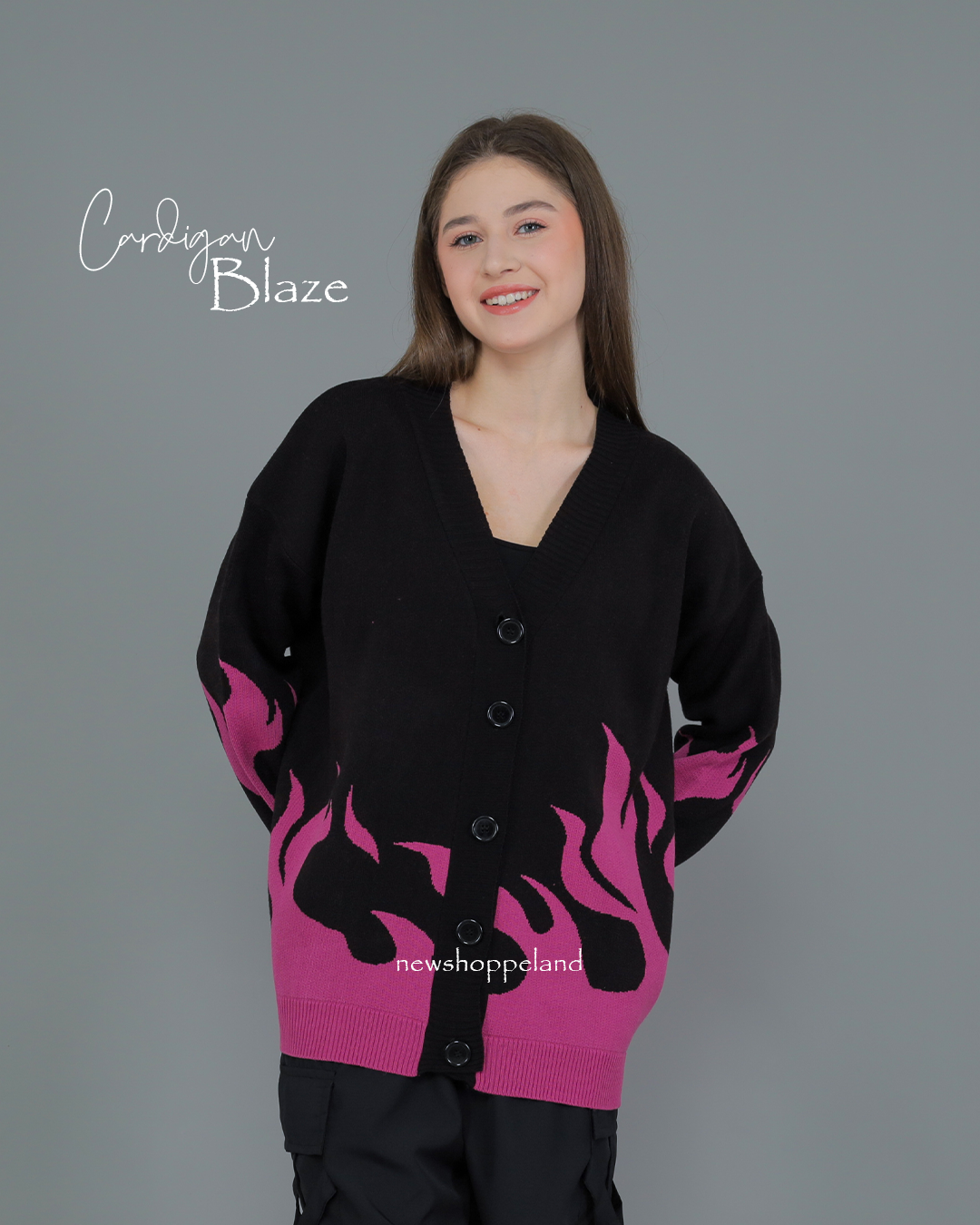 NEWSHOPPELAND - Blaze Glow Cardigan Oversize Knit Premium