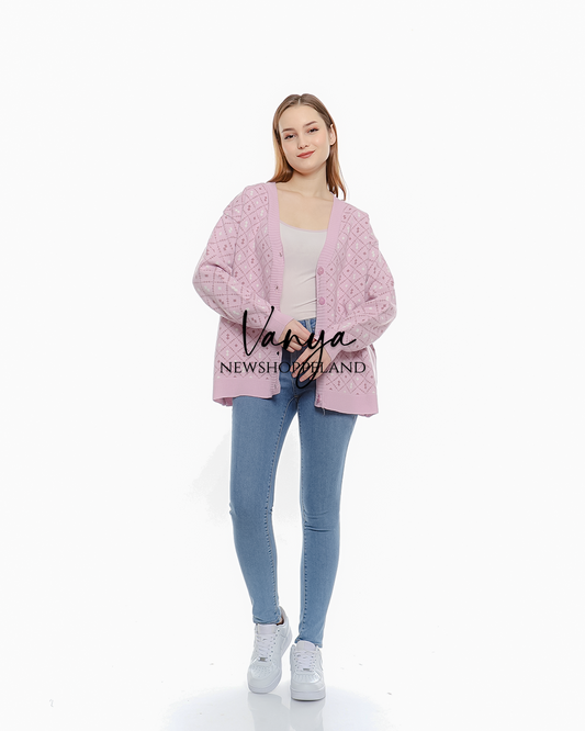 NEWSHOPPELAND - Vanya Diamond Cardigan Oversize Knit Premium