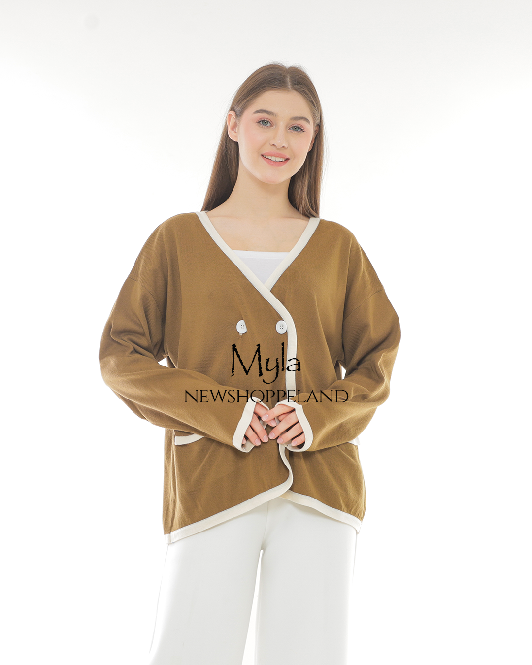 NEWSHOPPELAND - Myla Double-Breasted Knit Cardigan Oversize Premium