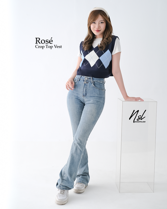 NEWSHOPPELAND - Rosé Crop Vest Knit Premium