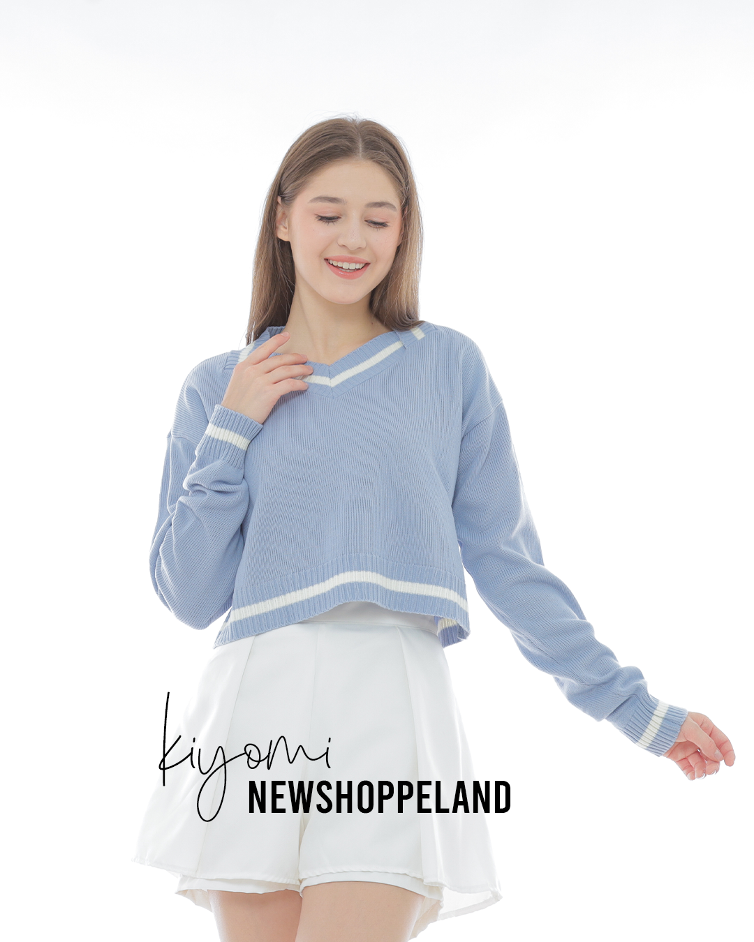 NEWSHOPPELAND - Kiyomi Pentagon Collar Crop Sweater Knit Oversize Premium