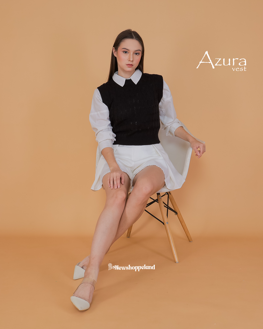 NEWSHOPPELAND - Azura Crop Cable Vest Knit Premium