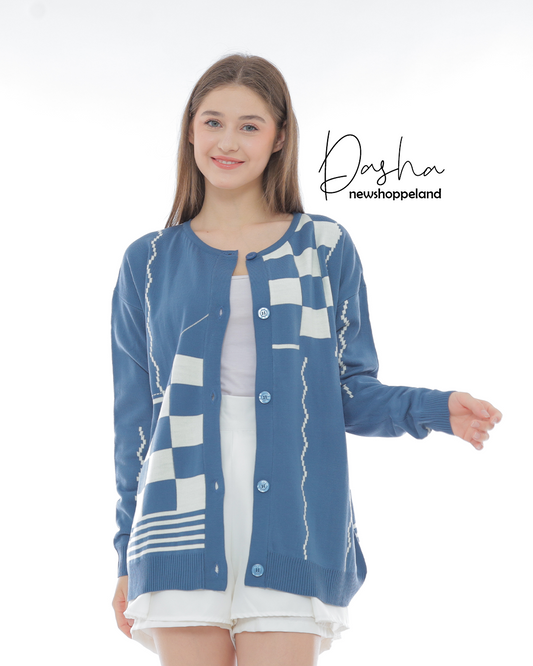 NEWSHOPPELAND - Dasha Chess Cardigan Oversize Premium