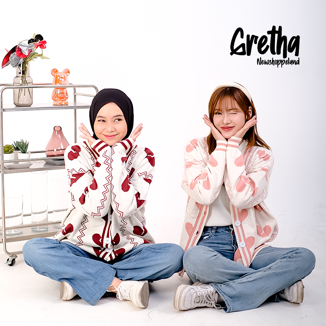 NEWSHOPPELAND - Gretha Broken Heart Pattern Cardigan Knit Premium