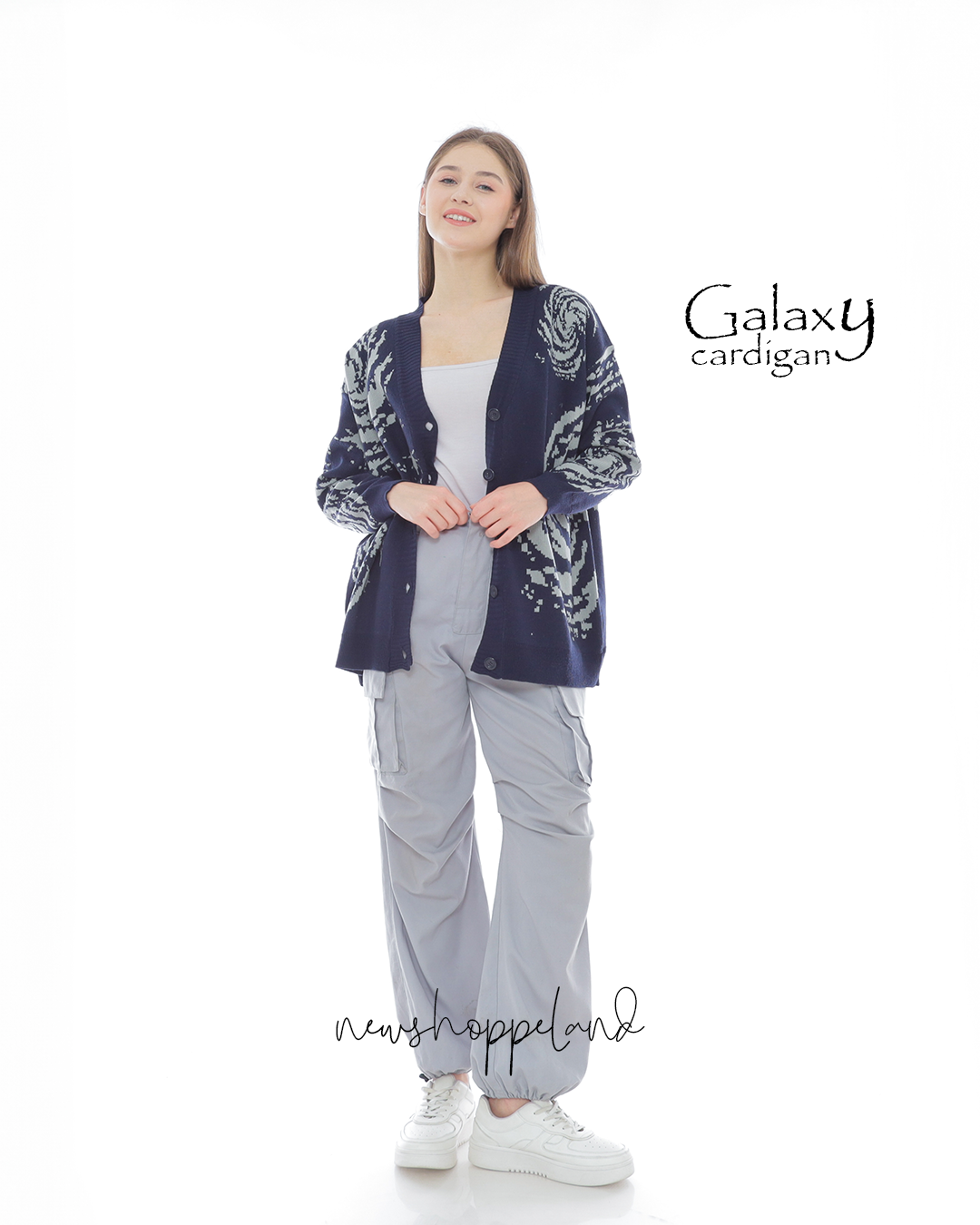 NEWSHOPPELAND - Galaxy Knit Cardigan Oversize Premium