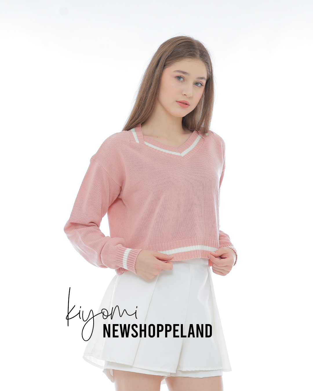 NEWSHOPPELAND - Kiyomi Pentagon Collar Crop Sweater Knit Oversize Premium