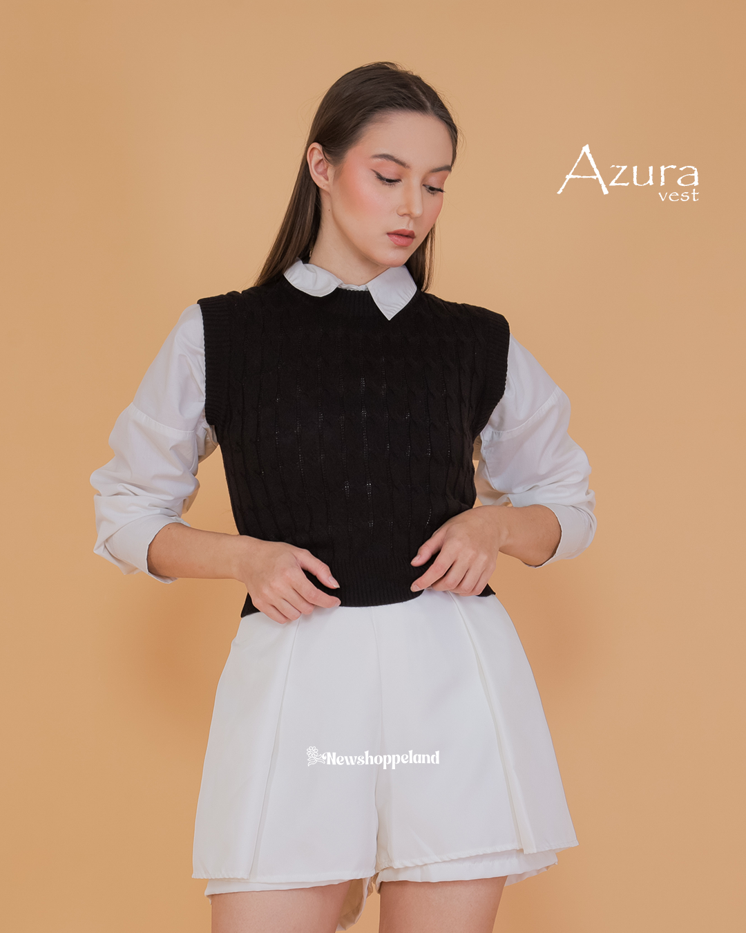 NEWSHOPPELAND - Azura Crop Cable Vest Knit Premium