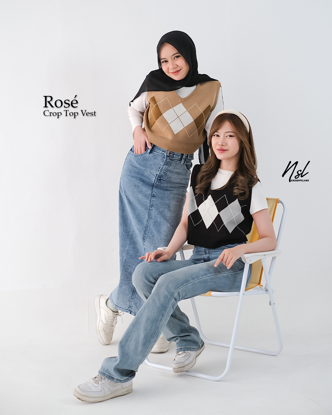 NEWSHOPPELAND - Rosé Crop Vest Knit Premium