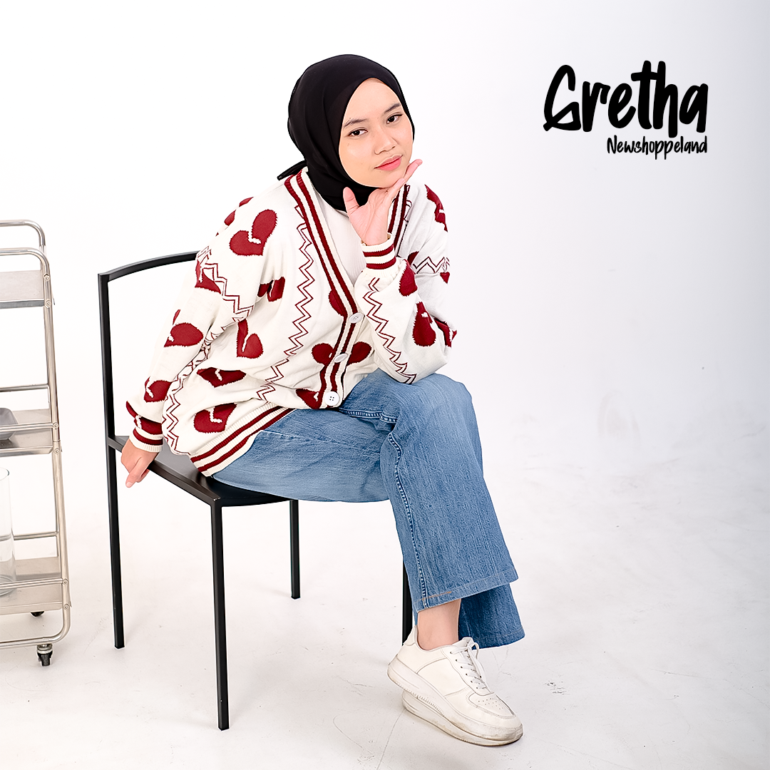 NEWSHOPPELAND - Gretha Broken Heart Pattern Cardigan Knit Premium