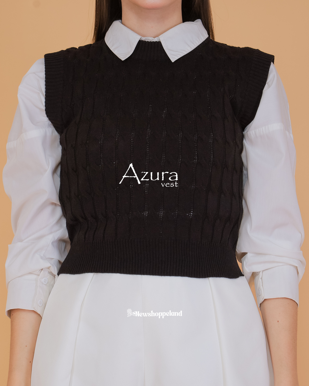 NEWSHOPPELAND - Azura Crop Cable Vest Knit Premium