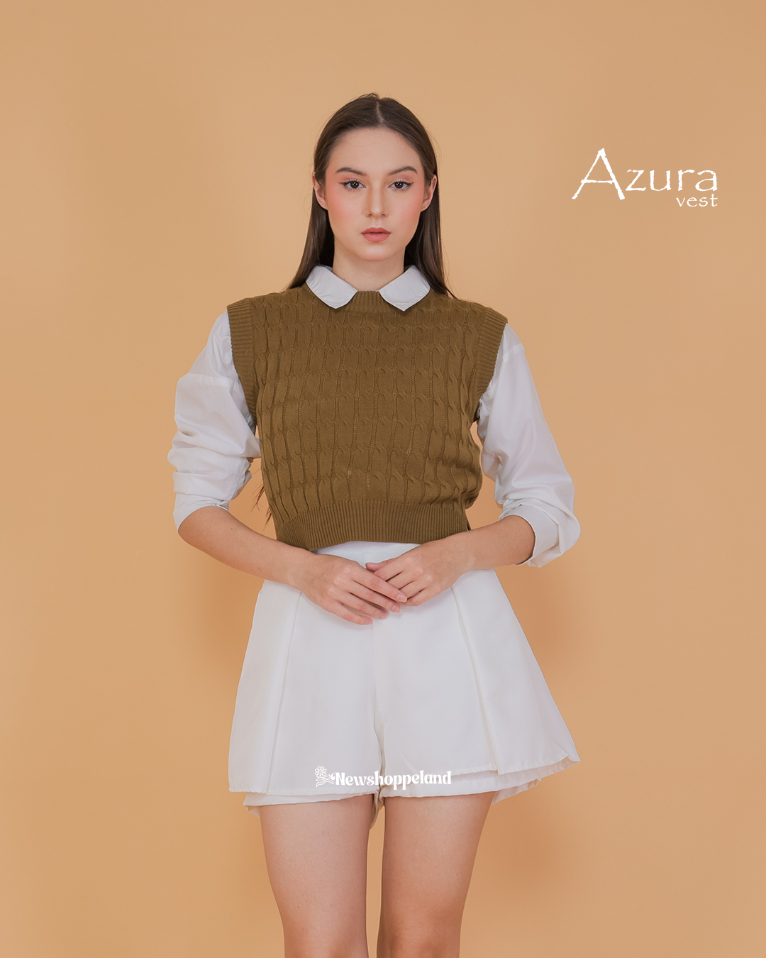 NEWSHOPPELAND - Azura Crop Cable Vest Knit Premium