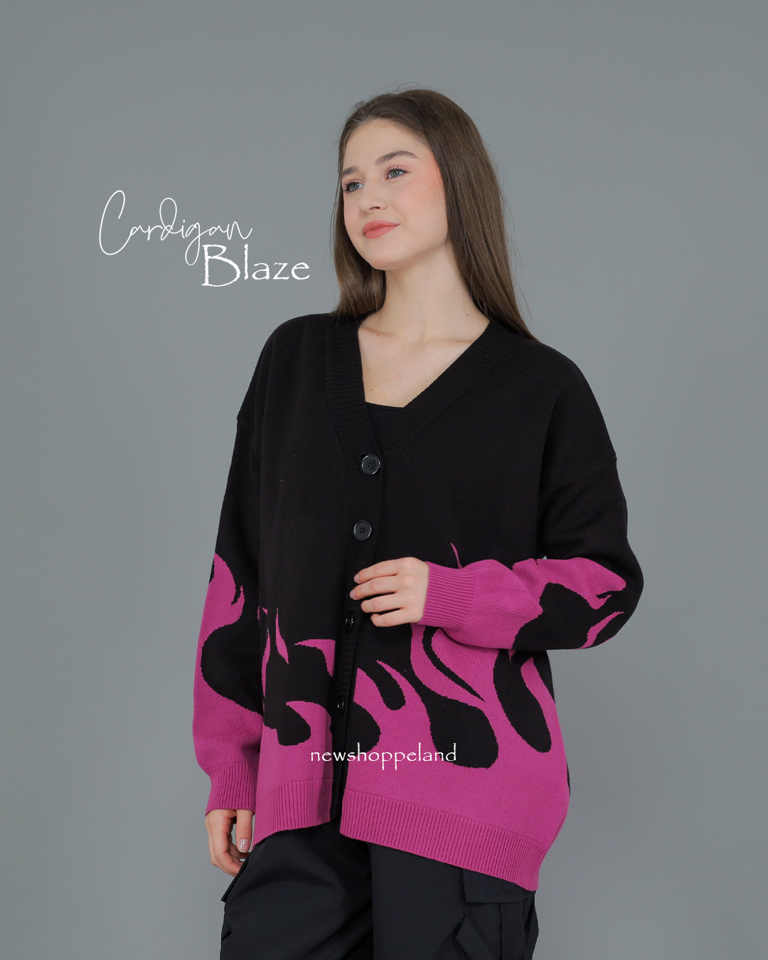 NEWSHOPPELAND - Blaze Glow Cardigan Oversize Knit Premium