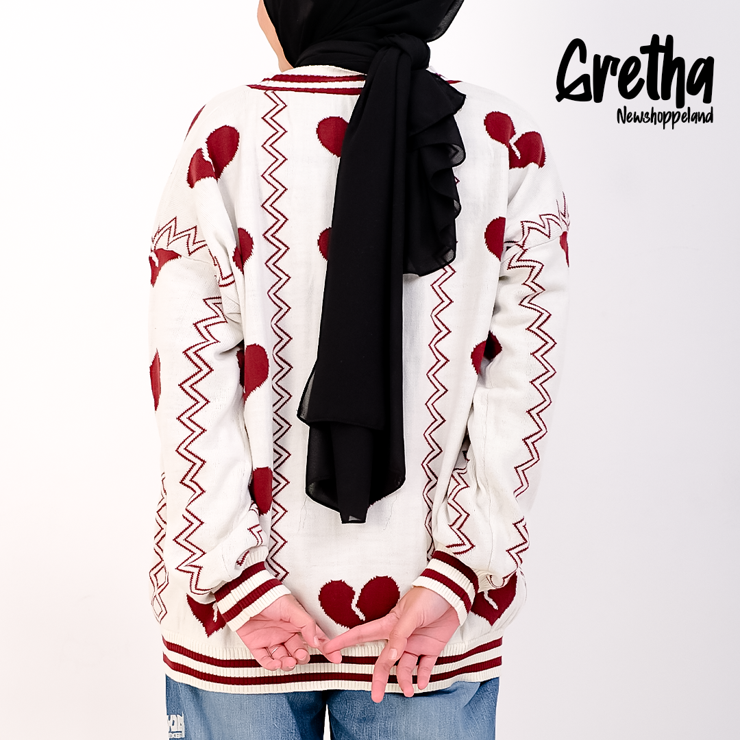 NEWSHOPPELAND - Gretha Broken Heart Pattern Cardigan Knit Premium