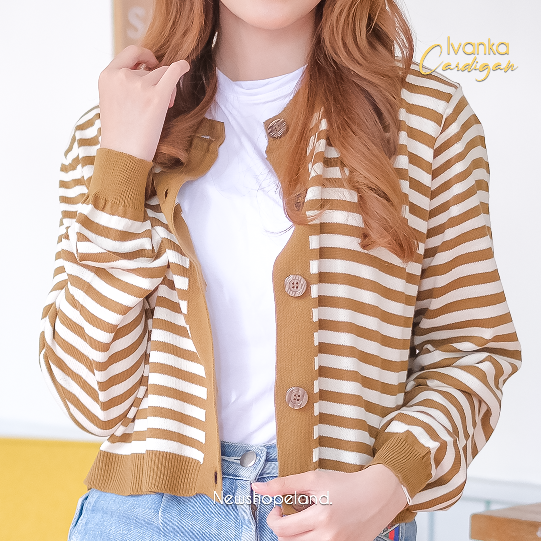 NEWSHOPPELAND - Ivanka Striped Knit Cardigan