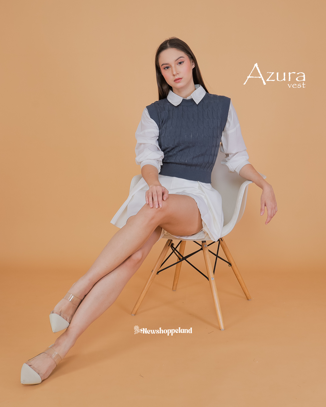 NEWSHOPPELAND - Azura Crop Cable Vest Knit Premium