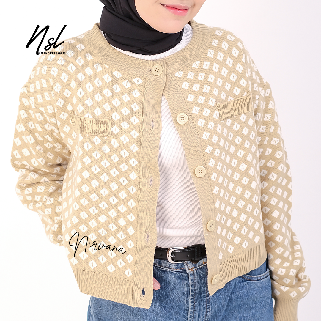 NEWSHOPPELAND - Nirvana Tiles Pattern Cardigan Knit Premium