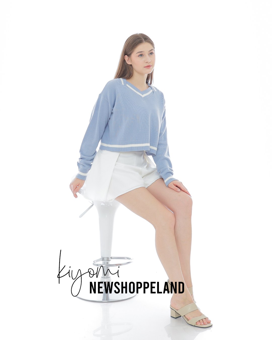NEWSHOPPELAND - Kiyomi Pentagon Collar Crop Sweater Knit Oversize Premium