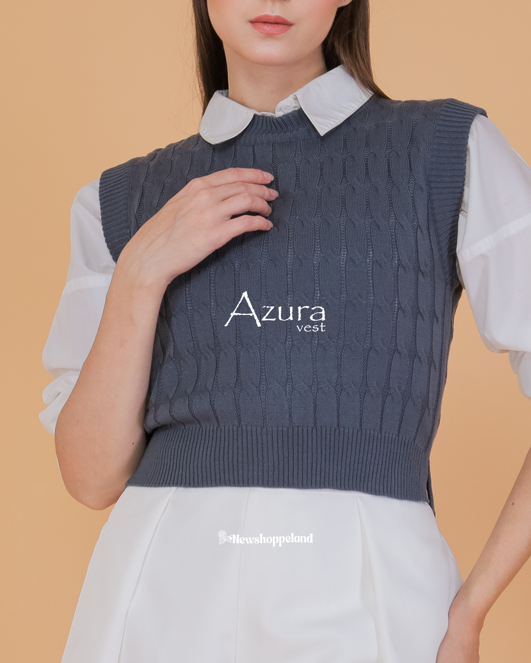 NEWSHOPPELAND - Azura Crop Cable Vest Knit Premium