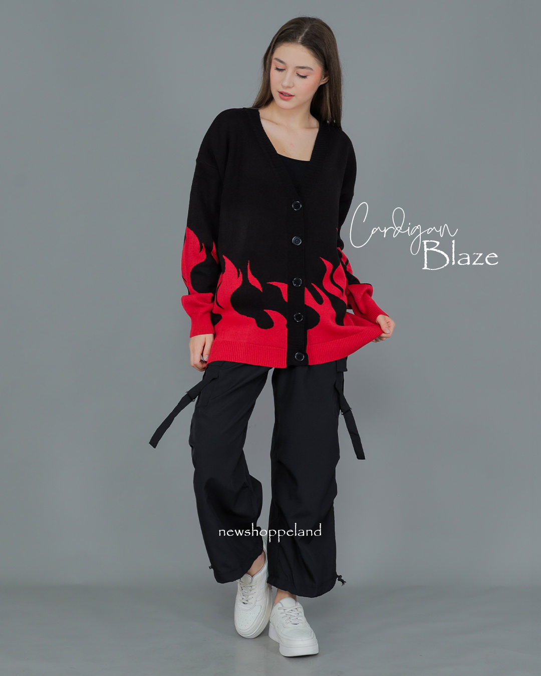 NEWSHOPPELAND - Blaze Glow Cardigan Oversize Knit Premium