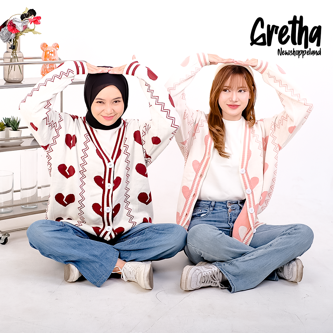 NEWSHOPPELAND - Gretha Broken Heart Pattern Cardigan Knit Premium