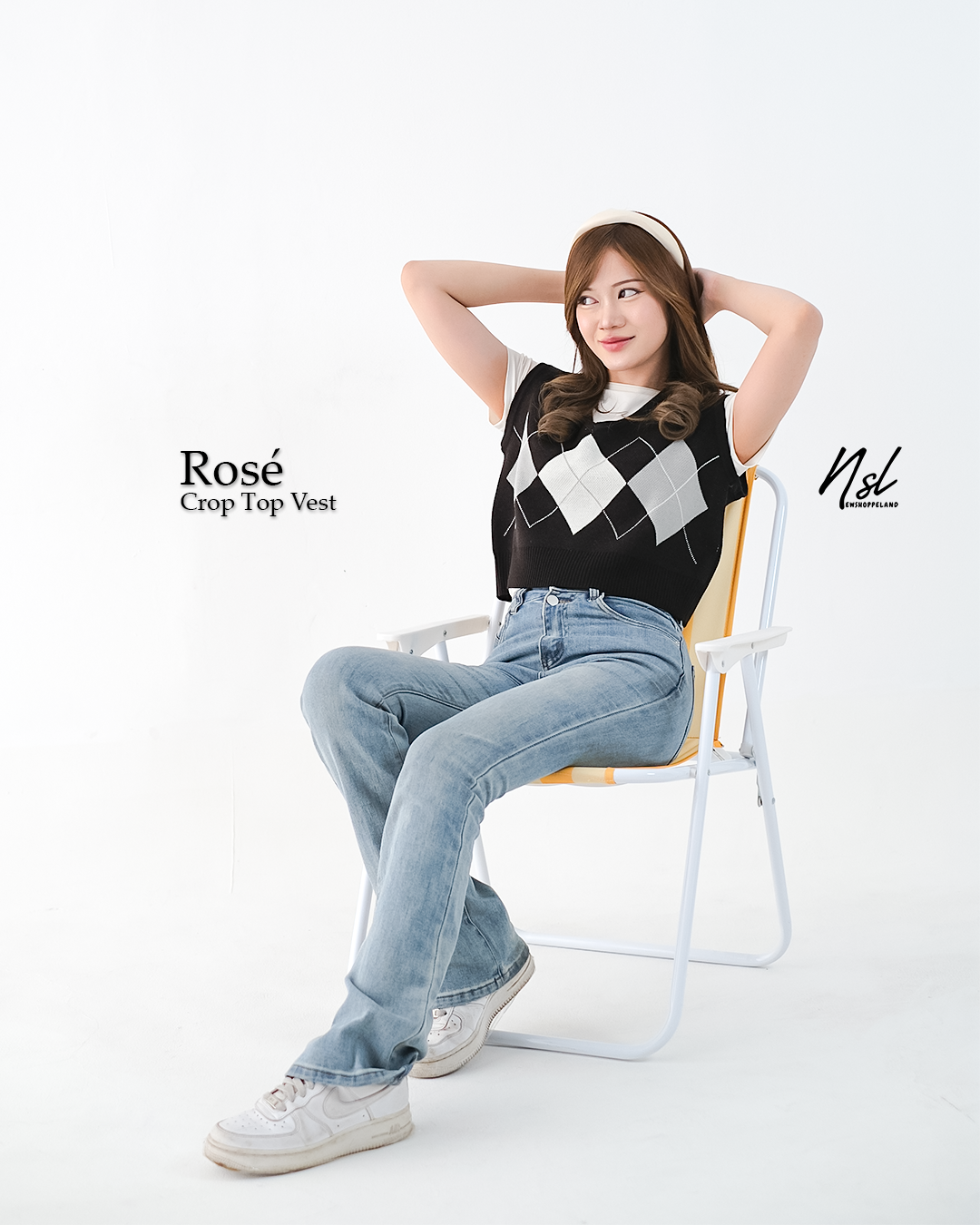 NEWSHOPPELAND - Rosé Crop Vest Knit Premium