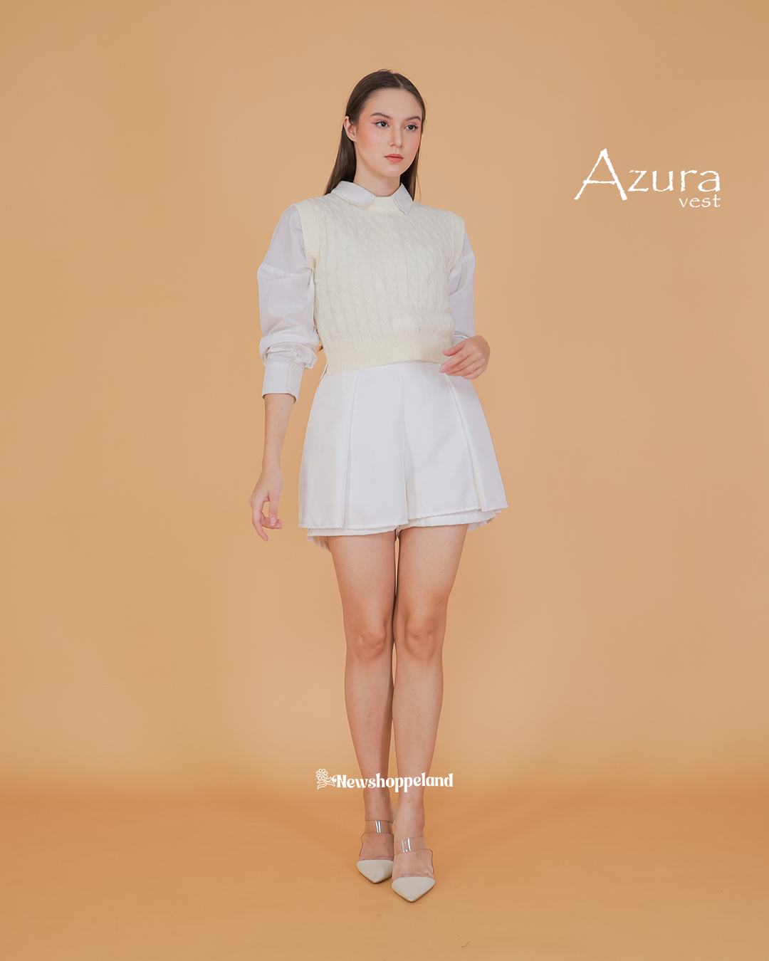 NEWSHOPPELAND - Azura Crop Cable Vest Knit Premium