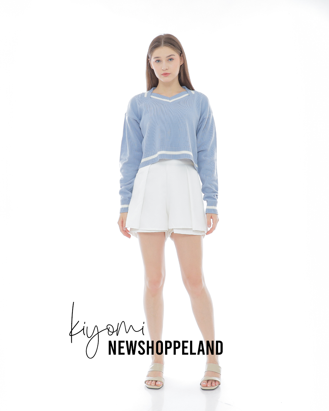 NEWSHOPPELAND - Kiyomi Pentagon Collar Crop Sweater Knit Oversize Premium