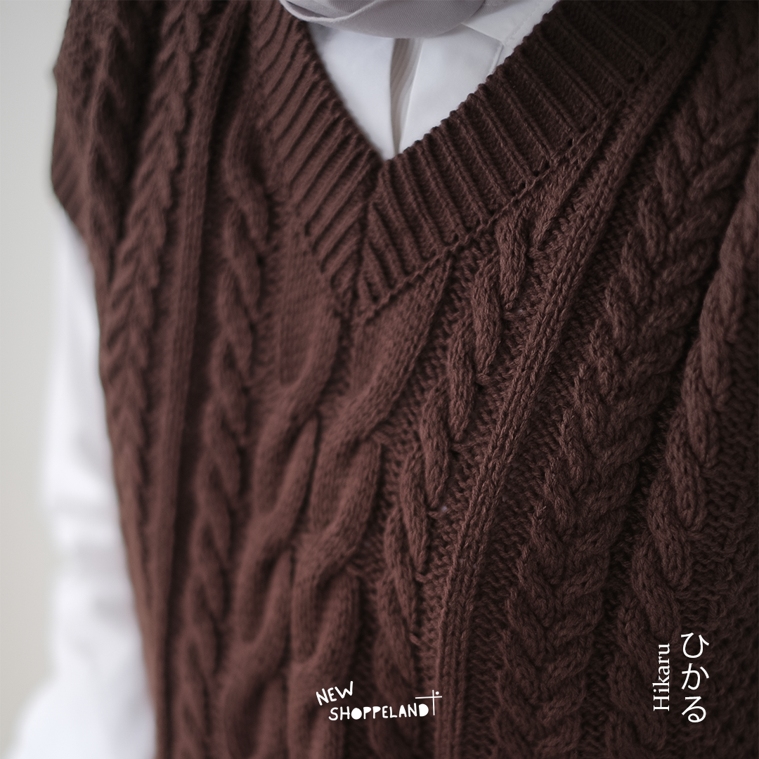 NEWSHOPPELAND - Hikaru Vest Knit Cable Premium