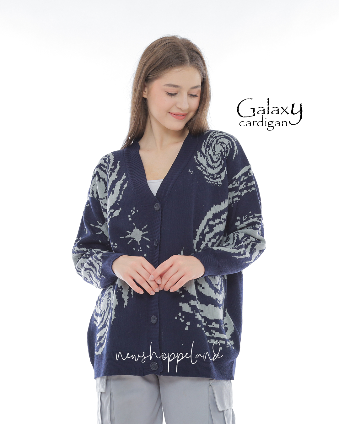 NEWSHOPPELAND - Galaxy Knit Cardigan Oversize Premium