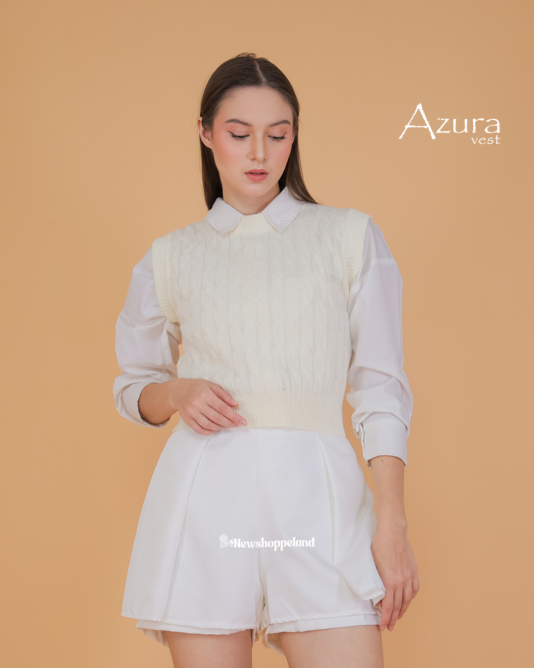 NEWSHOPPELAND - Azura Crop Cable Vest Knit Premium