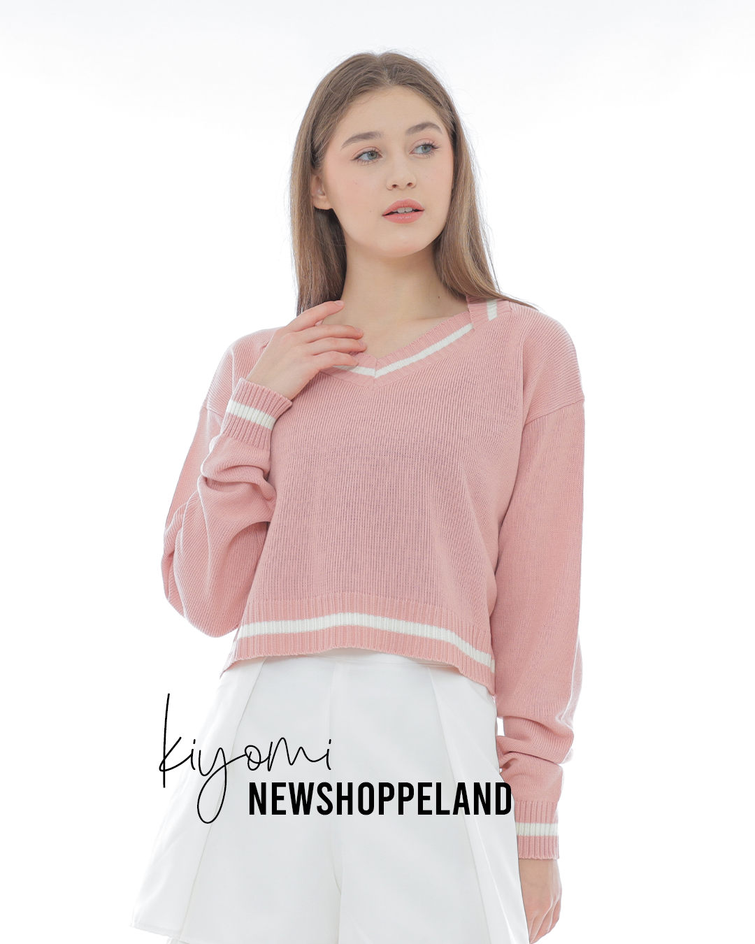NEWSHOPPELAND - Kiyomi Pentagon Collar Crop Sweater Knit Oversize Premium