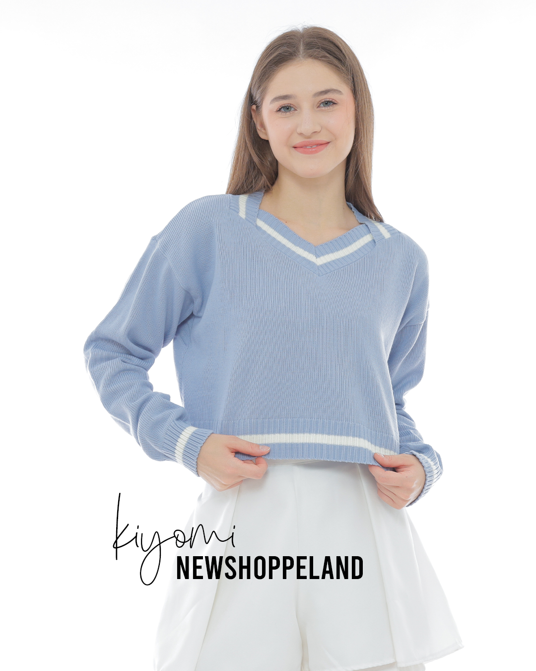 NEWSHOPPELAND - Kiyomi Pentagon Collar Crop Sweater Knit Oversize Premium